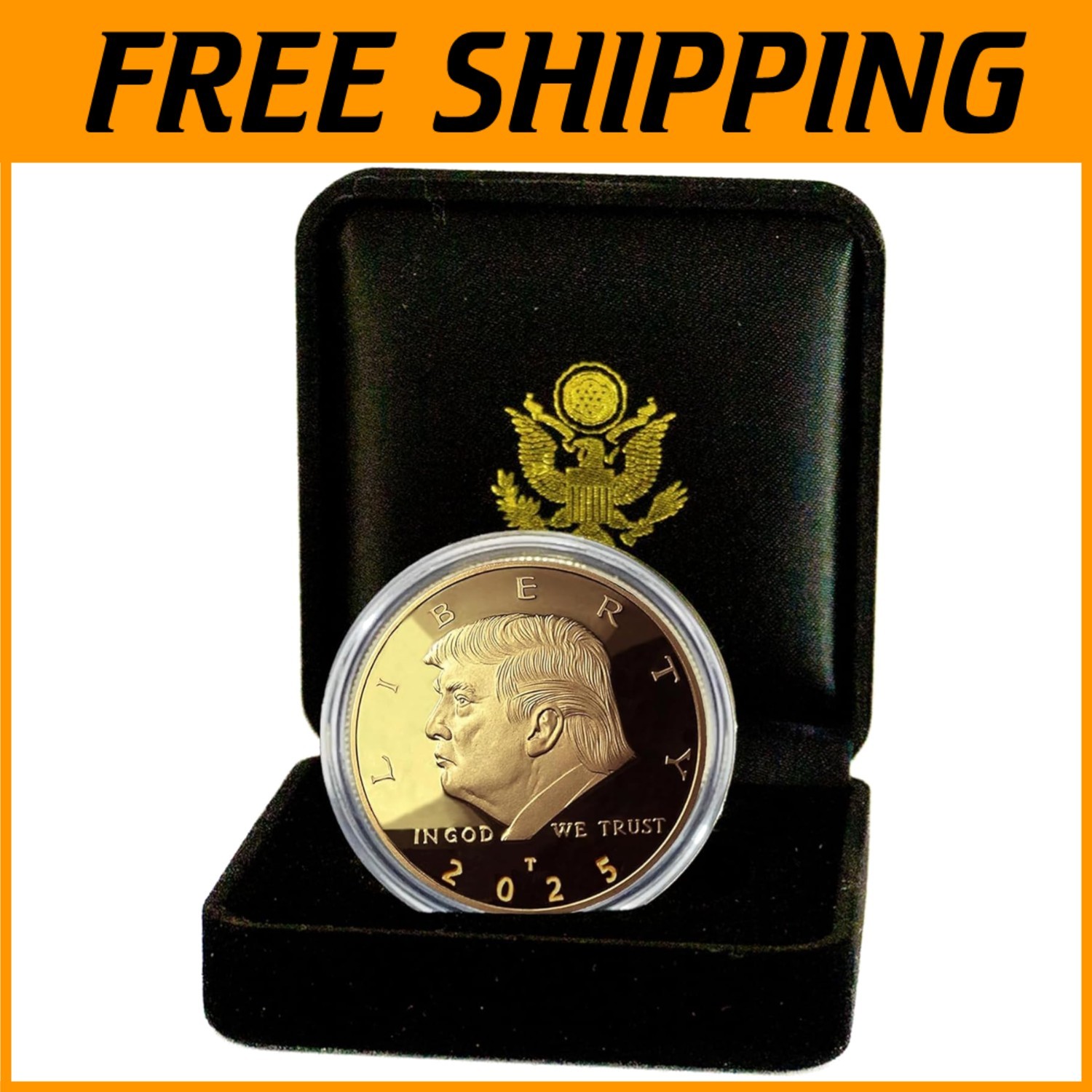Commemorative Trump Gold Coin with Velvet #Case