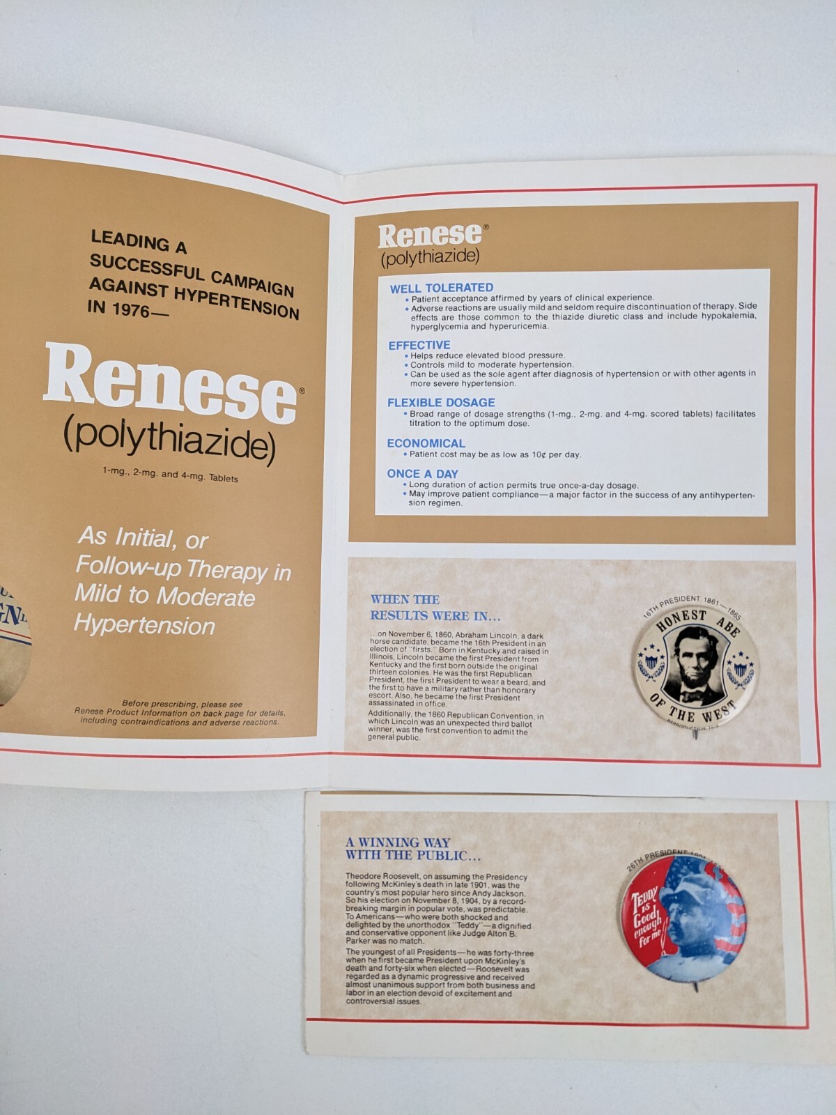 Reproduction Campaign Pinback Buttons Honest Abe Lincoln Theodore Roosevelt Taft