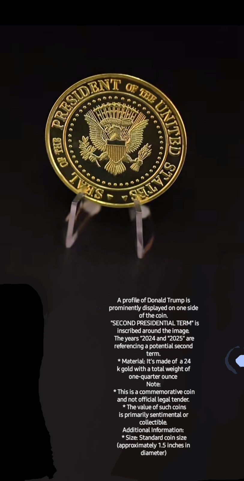 Commemorative Coin Take America Back 2025-2029 President Donald Trump 2024 Gold