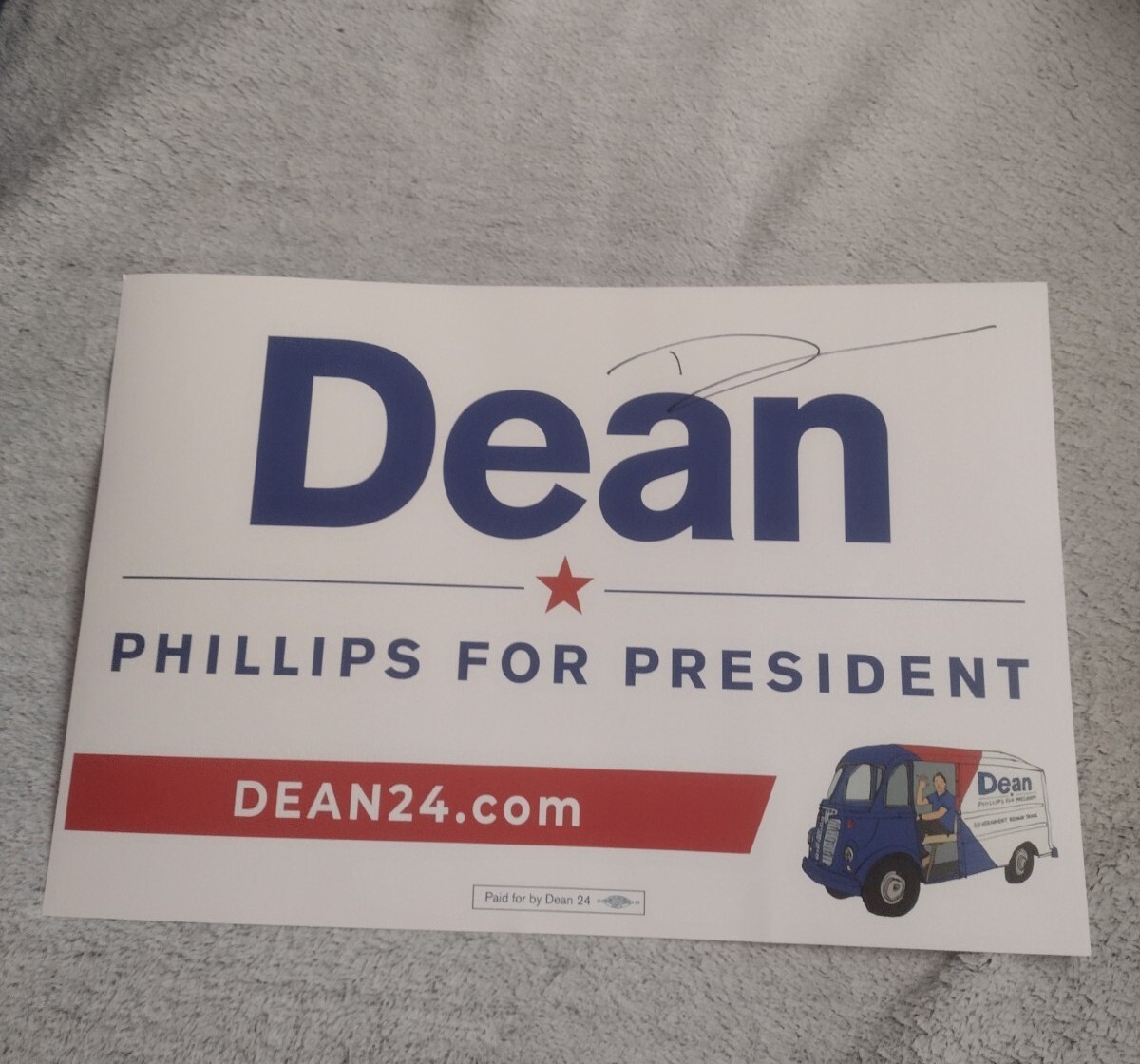 Dean Phillips For President Signed Official Campaign Placard/Rally Sign