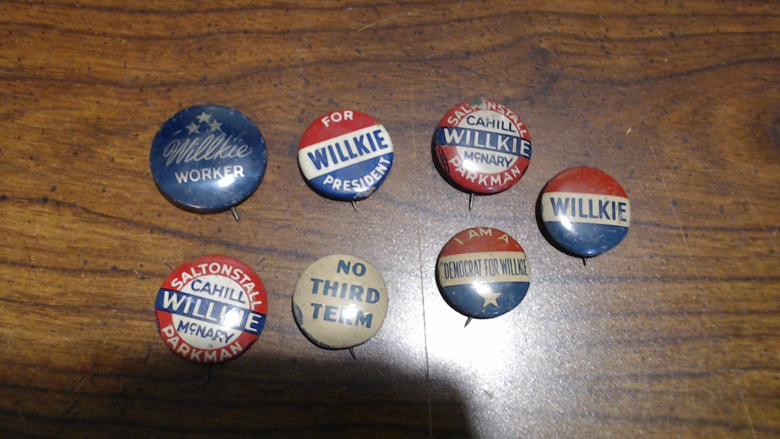 LOT OF 7 1940’s WENDELL L. WILLKIE Political Campaign President Button Pins