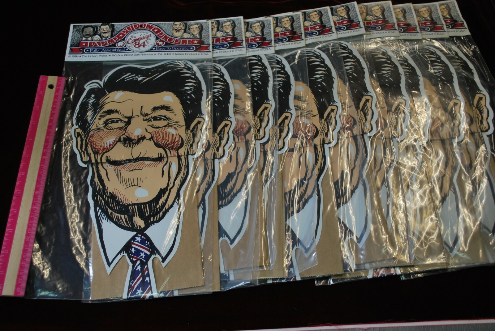 Vtg: RONALD REAGAN ~ 1984 Paper Hand Puppet People ~ SF,Ca.USA ~ RARE ~ 10ea.
