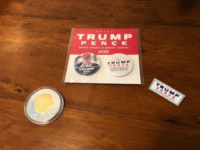 DONALD TRUMP 2020 SILVER GOLD Plated Rare Coin and OTHER STUFF!