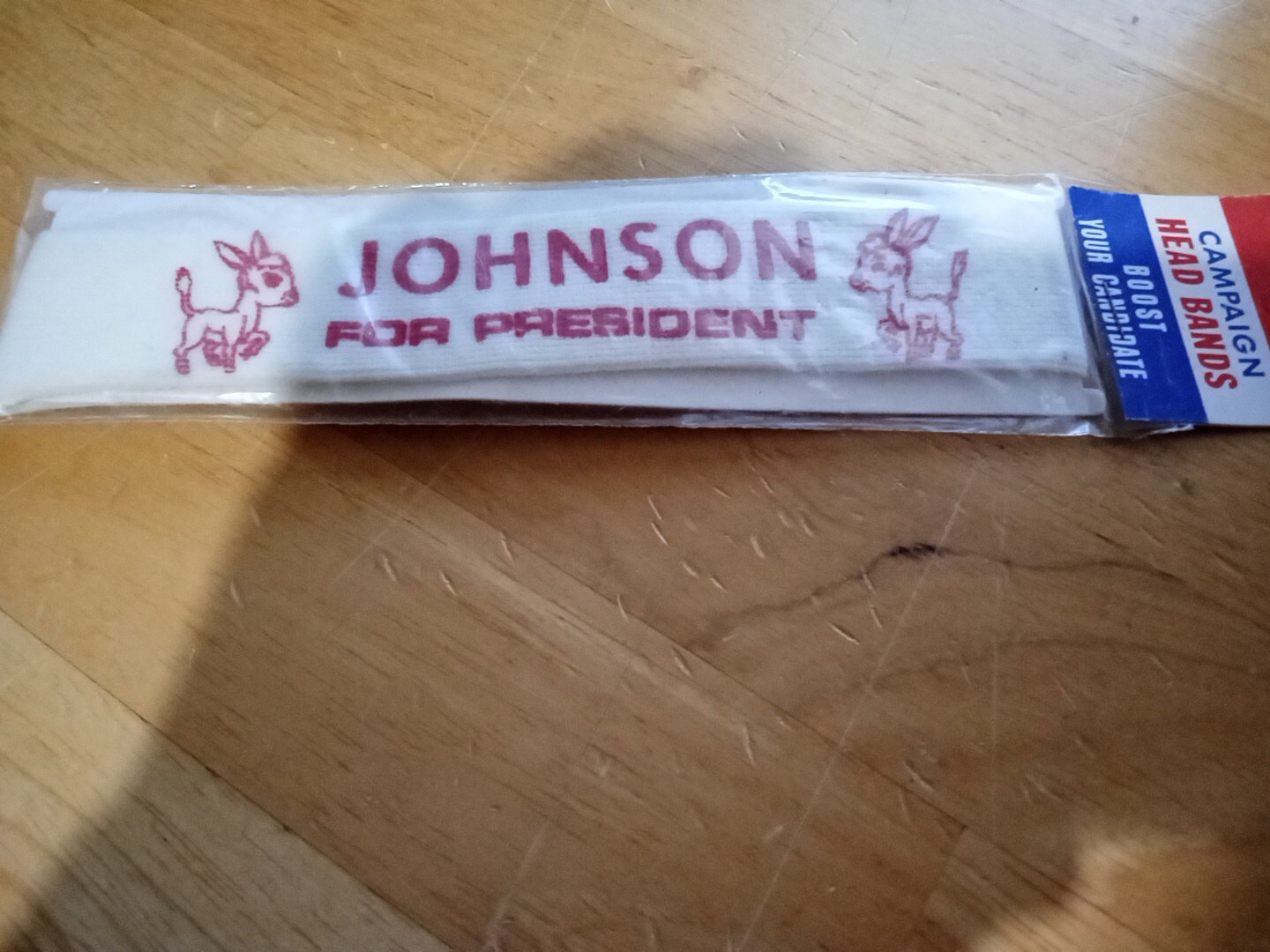 1964 Campaign Headband…Johnson For President. New Unopened