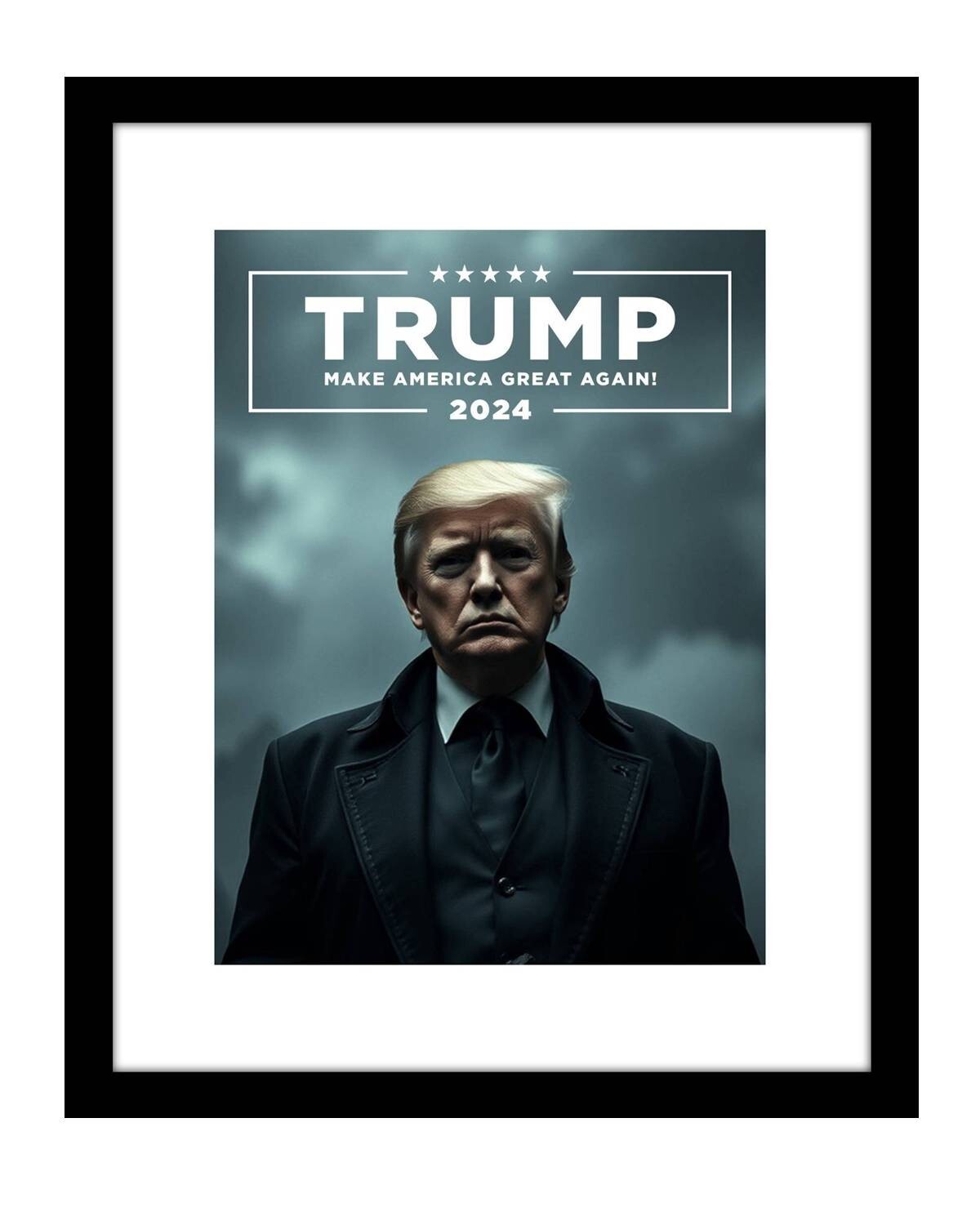 Donald Trump 8×10 print Dark Suit with campaign logo MAGA 2024 president