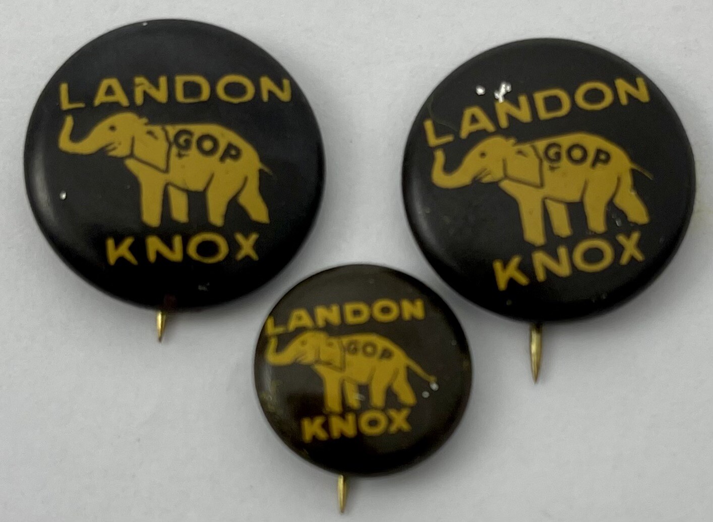 Vintage Lot 1936 Alf Landon Presidential Campaign Landon Knox GOP Pinback Button