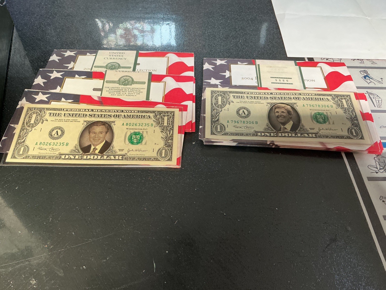 2004 Presidential Election $1 Bill George W Bush/Kerry total 20 Bills ten each