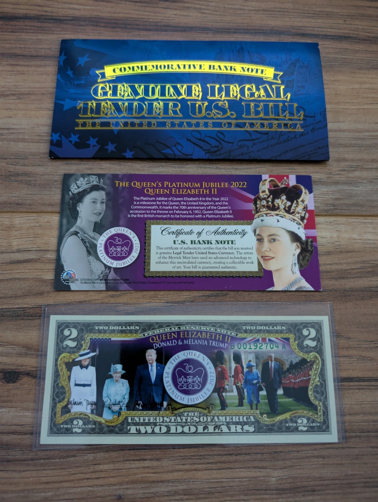 DONALD & MELANIA TRUMP Commemorative $2 BANK NOTE W COA 2022 Queen’s Platinum