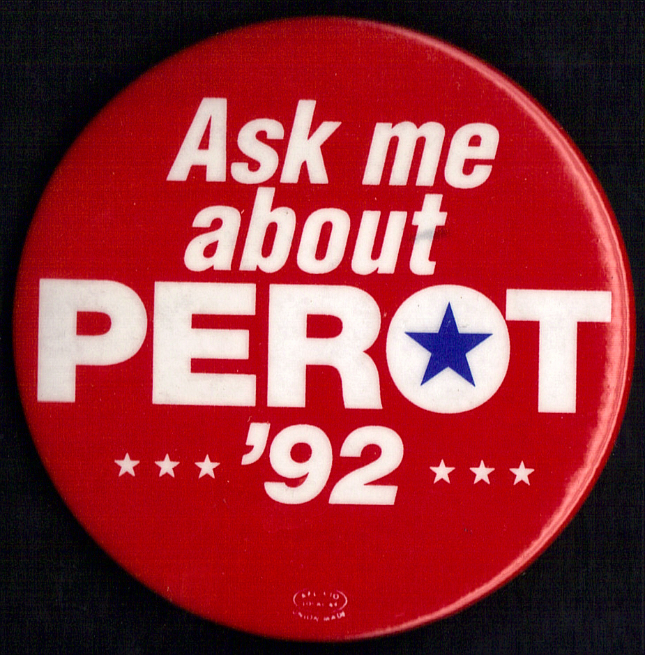1992 Ross Perot 3″ / “Ask Me About Perot” Presidential Campaign Button(Pin01)