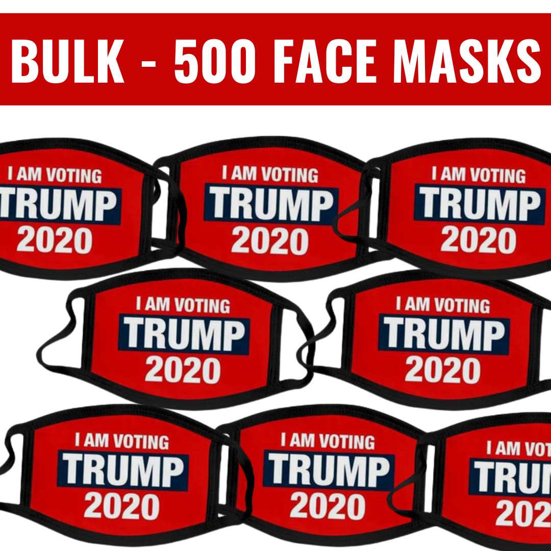 Lot of 500 I Am Voting Trump 2020 Face Masks – Red, Cotton, Reusable, Adjustable