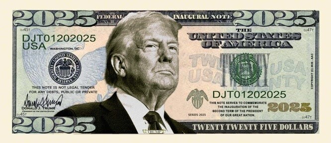 ✅ Pack of 25 Donald Trump 2025 MAGA Presidential Inaugural Novelty Dollar Bill ✅