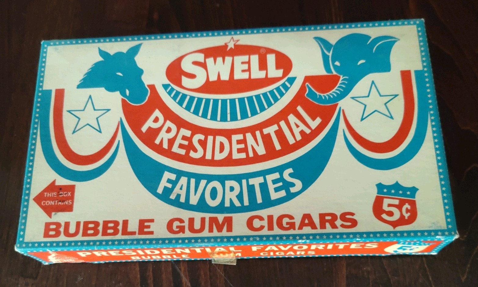 Vintage 1968 Richard Nixon Swell Bubble Gum Cigar Box – Box of 24 Pieces w/ Top
