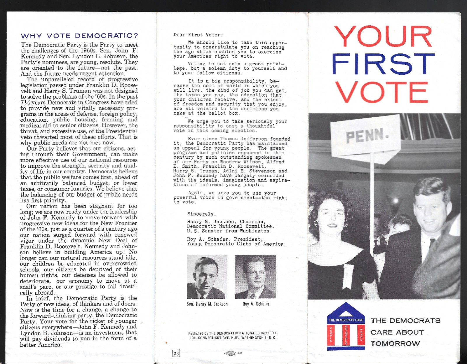 1960 John Kennedy Presidential Campaign Pamphlet Targeting Youth 1st Time Voters