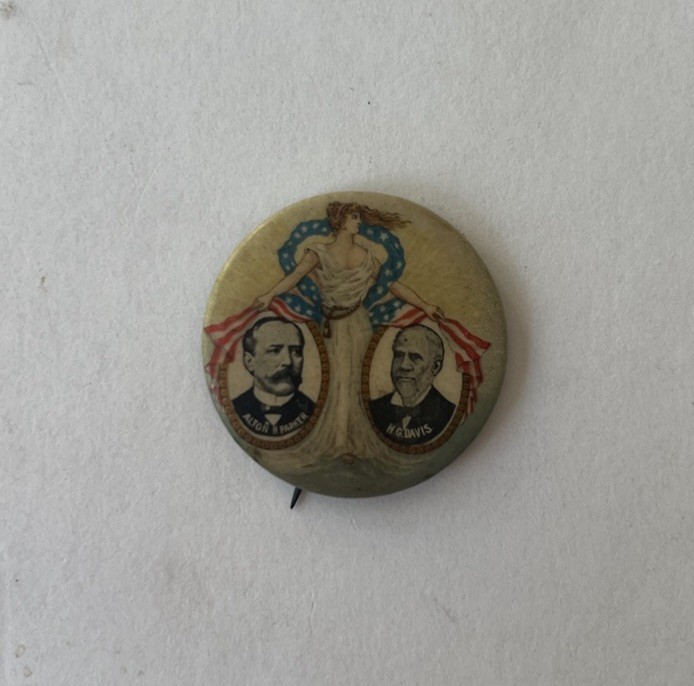 1904 Alton Parker & Davis Pinback Lady Liberty Presidential Campaign Pin