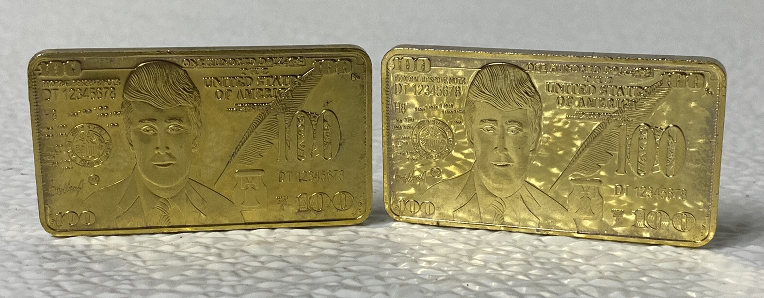 2 President Trump 24K $100 Gold Plated Bar MAGA Collectable Coin Gift