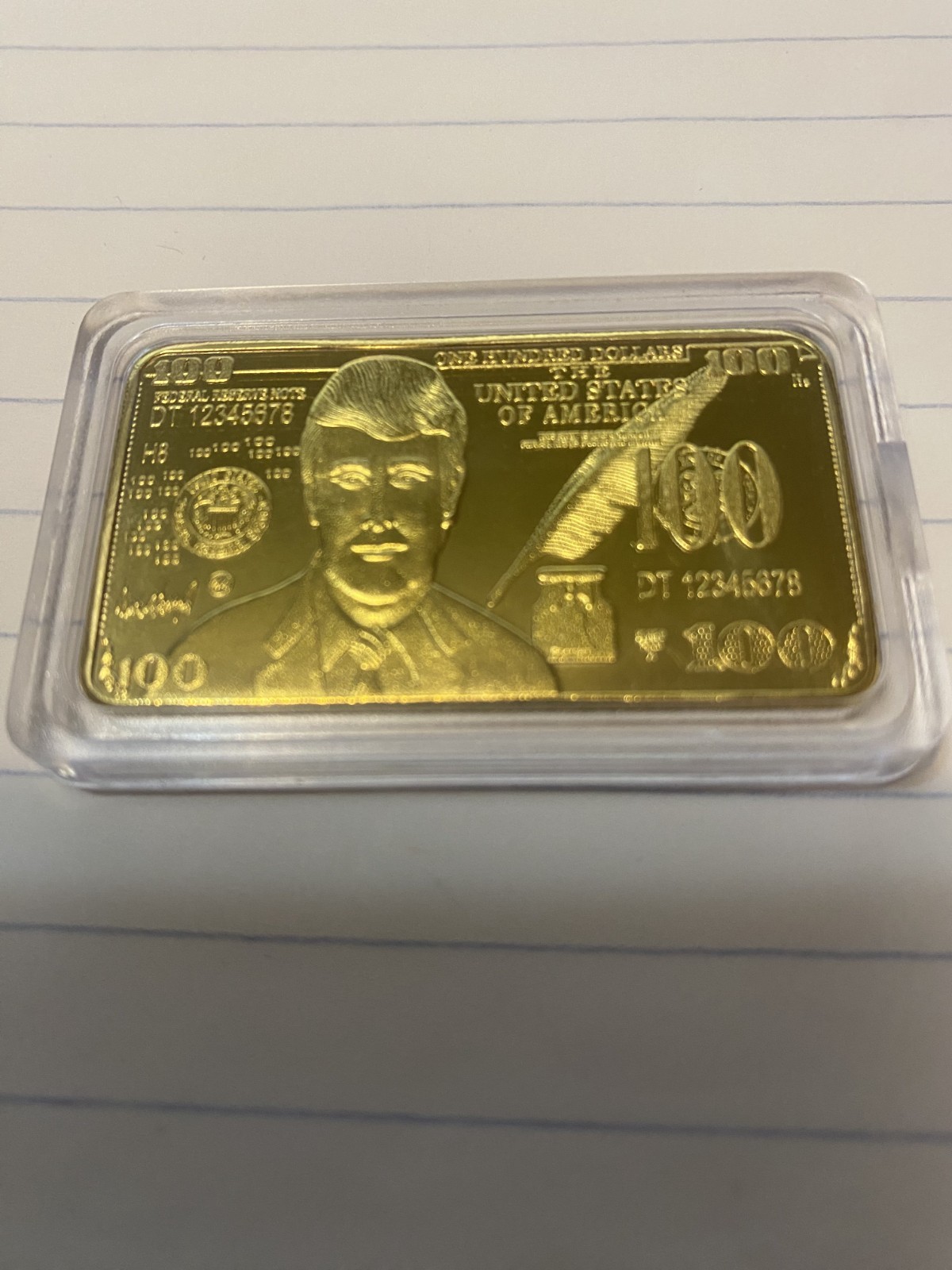 LOT of 3 DONALD TRUMP 24K GOLD PLATED $100 BAR COLLECTABLE – w/ PROTECTIVE CASE