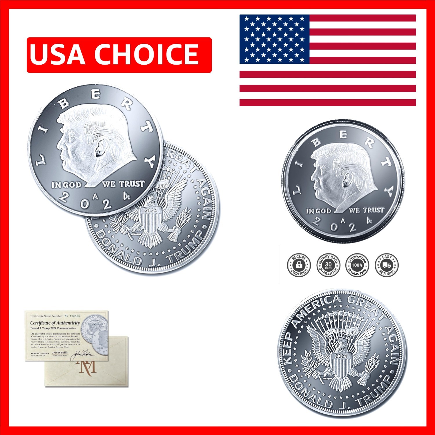 2024 Donald Trump Silver Coin with Certificate – Perfect for Collectors