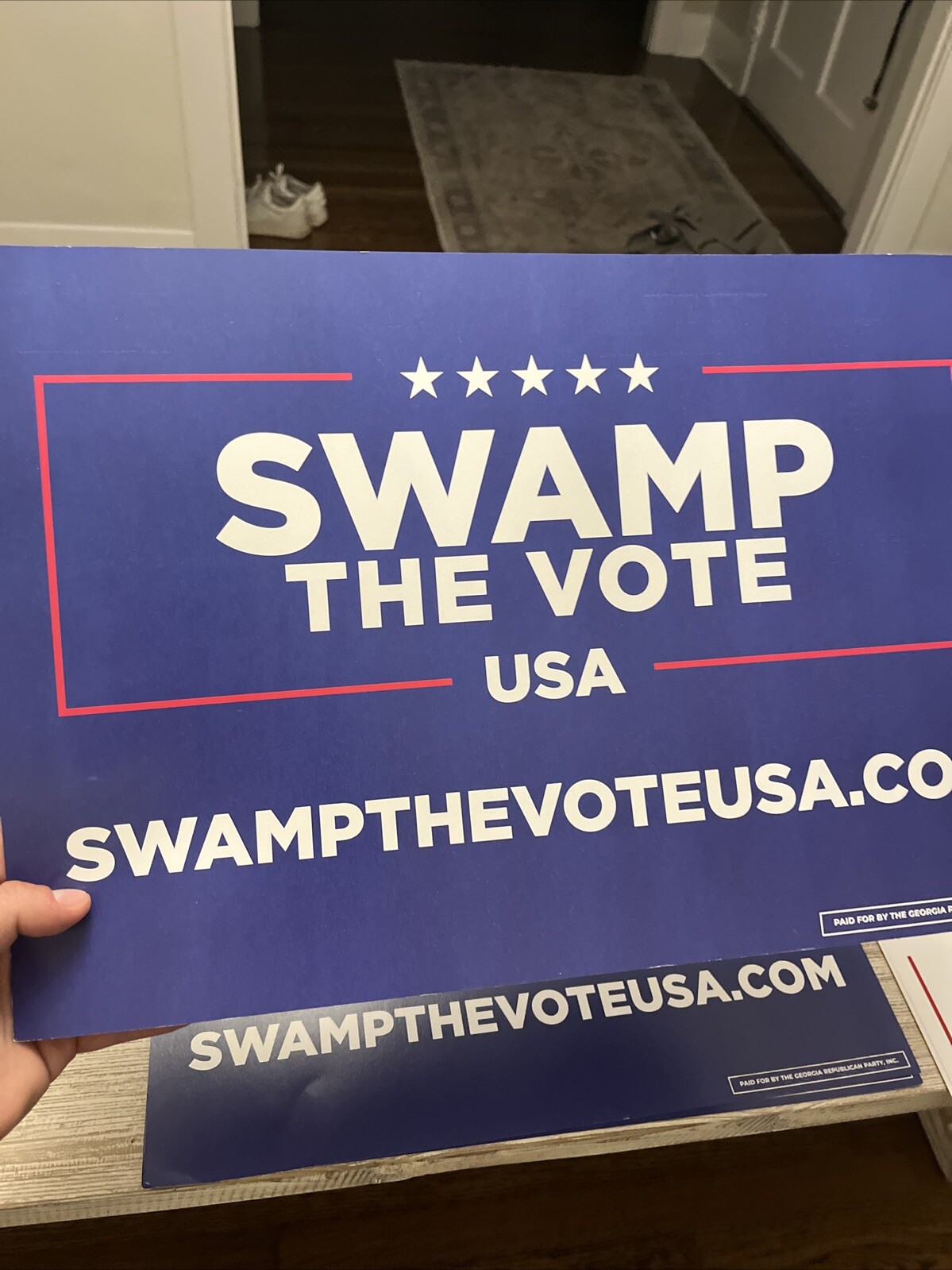 Trump Swamp The Vote Double Sided Official Campaign Rally Placard Signs (Blue)