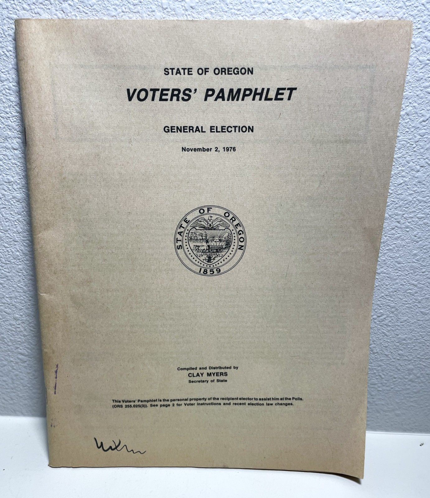 Oregon Voters Pamphlet November 1976 Jimmy Carter vs Gerald Ford 88 page Manual