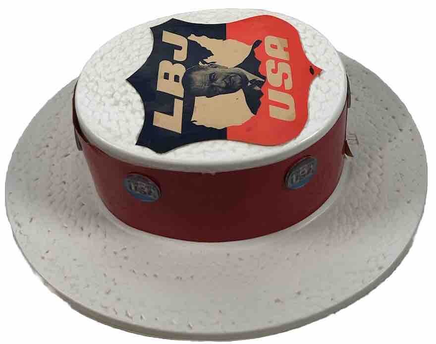 1960 LYDON B. JOHNSON For USA Plastic Campaign HAT “M” ( Size ) With Hat Pins