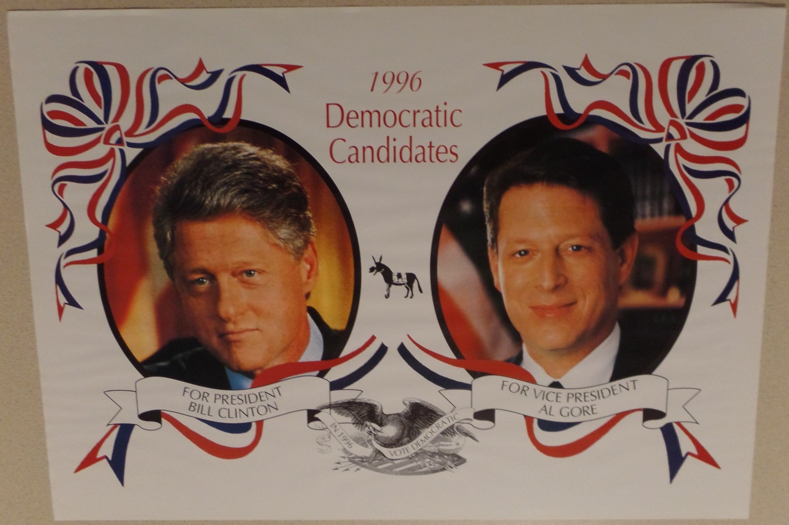 1996 Bill Clinton Prez Al Gore Veep Jugate Campaign Poster Official WH Photos