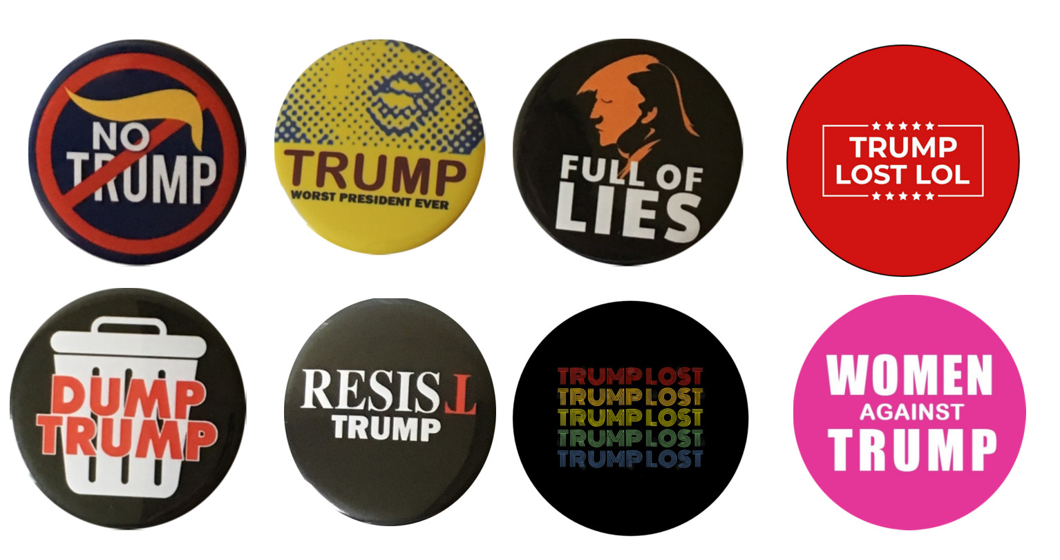 Anti Trump Campaign Button Set of 8 – NO TRUMP pins (2.25 inches)