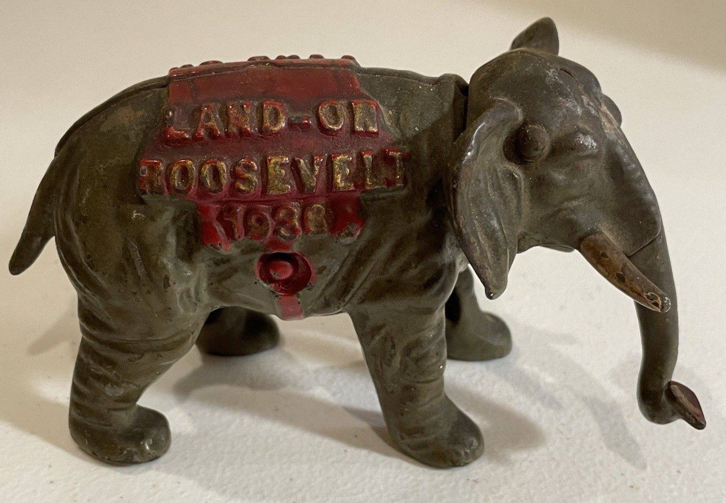 1936 “Land-On Roosevelt” Cast Iron Elephant Landon vs. FDR Political Memorabilia
