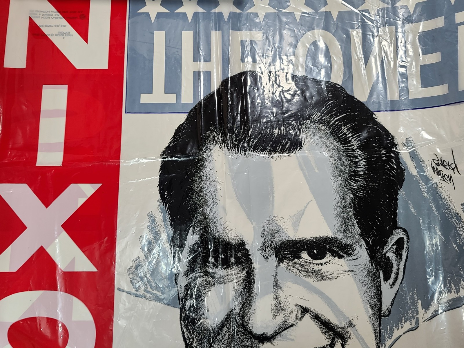 2x 1968 Presidential Campaign Poster Nixon’s The One Plastic Sheet & 6 Hat Bands