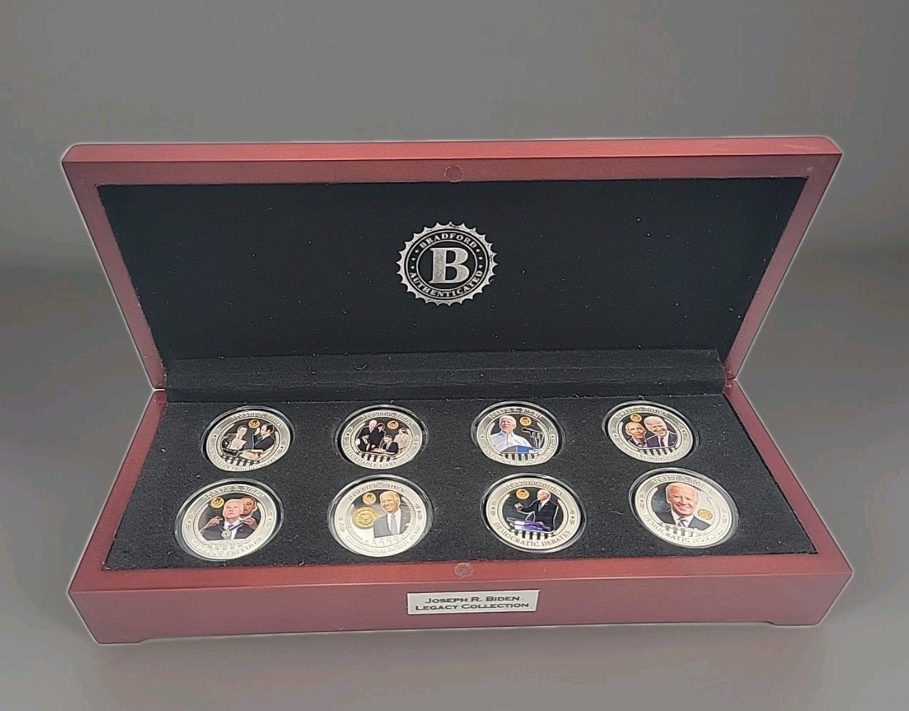 Joe Biden Bradford Exchange Legacy set 8 coin Silver & Gold Plate Runs For Pres