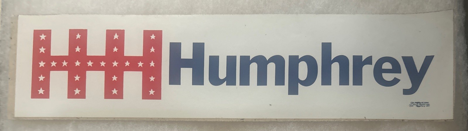 HHH Humphrey political Bumper Sticker 14 1/2” x 3 3/4”