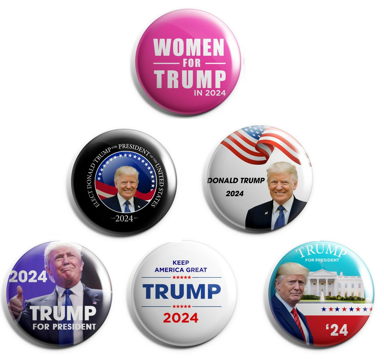 Donald Trump 2024 Campaign Button 30-Pack (DT-24-30-ALL)