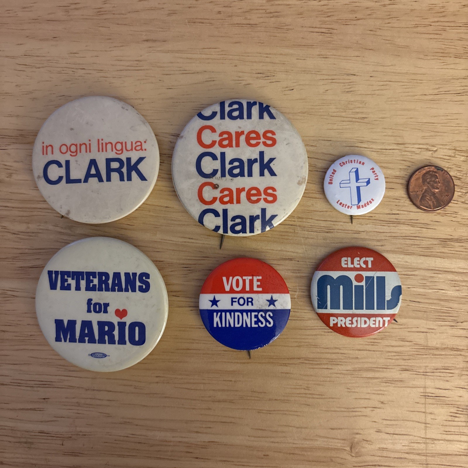 Lot of 6 political buttons New York, Ohio, Arkansas, Georgia