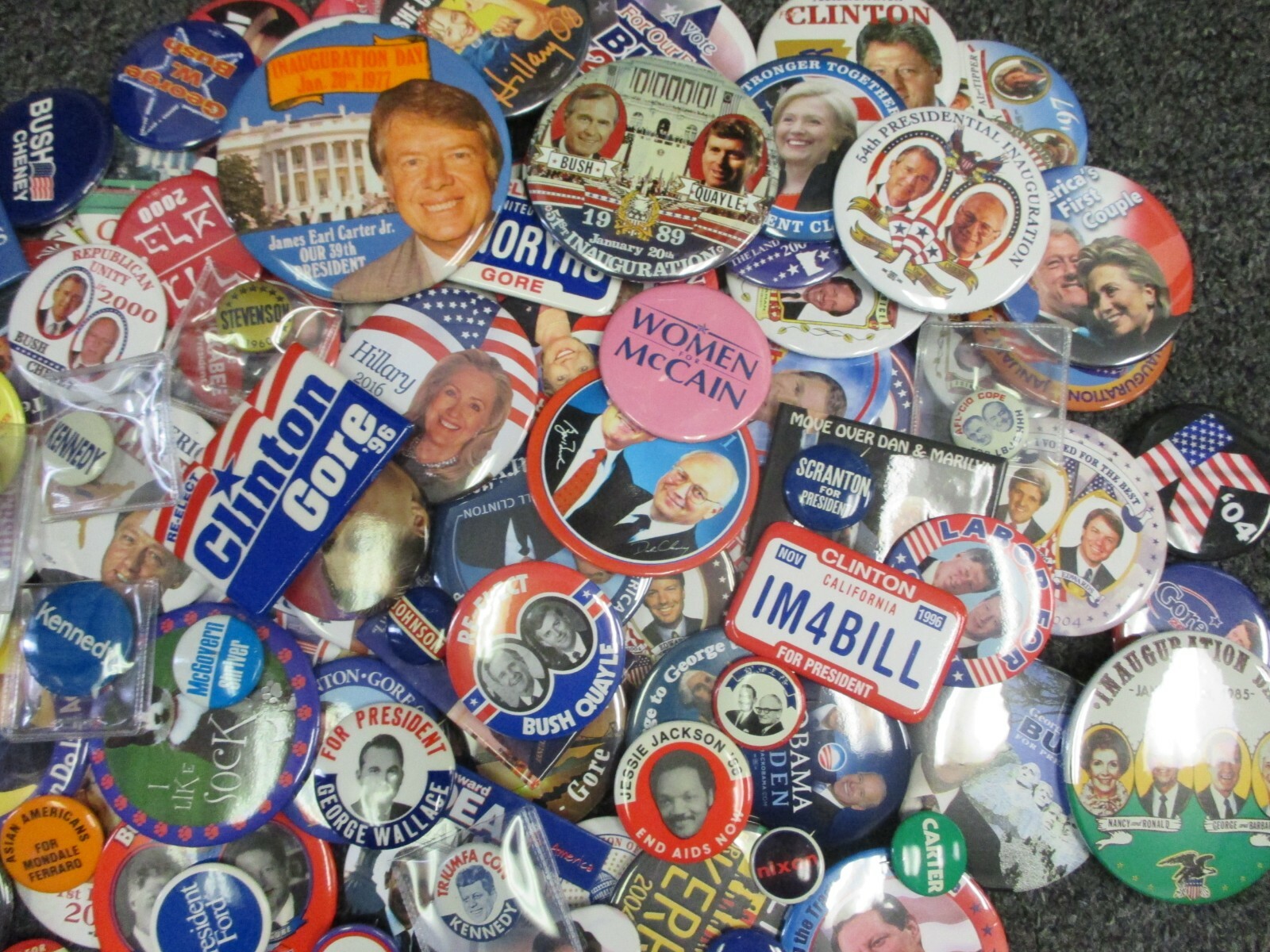 Well Over 100 Different Political Buttons- 1960’s to 2016. Mixed parties.