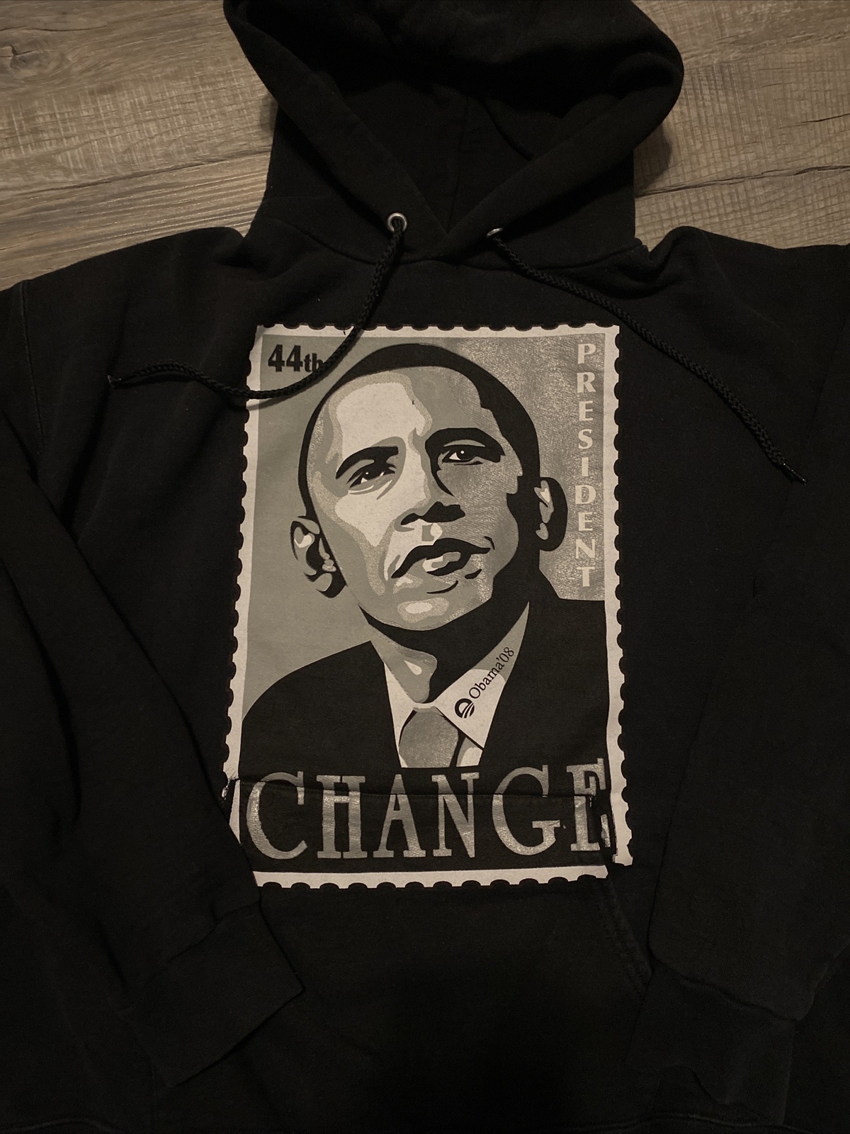 44th President Obama – Change Yes We Did – ‘08 2008 Black Hoodie Size M