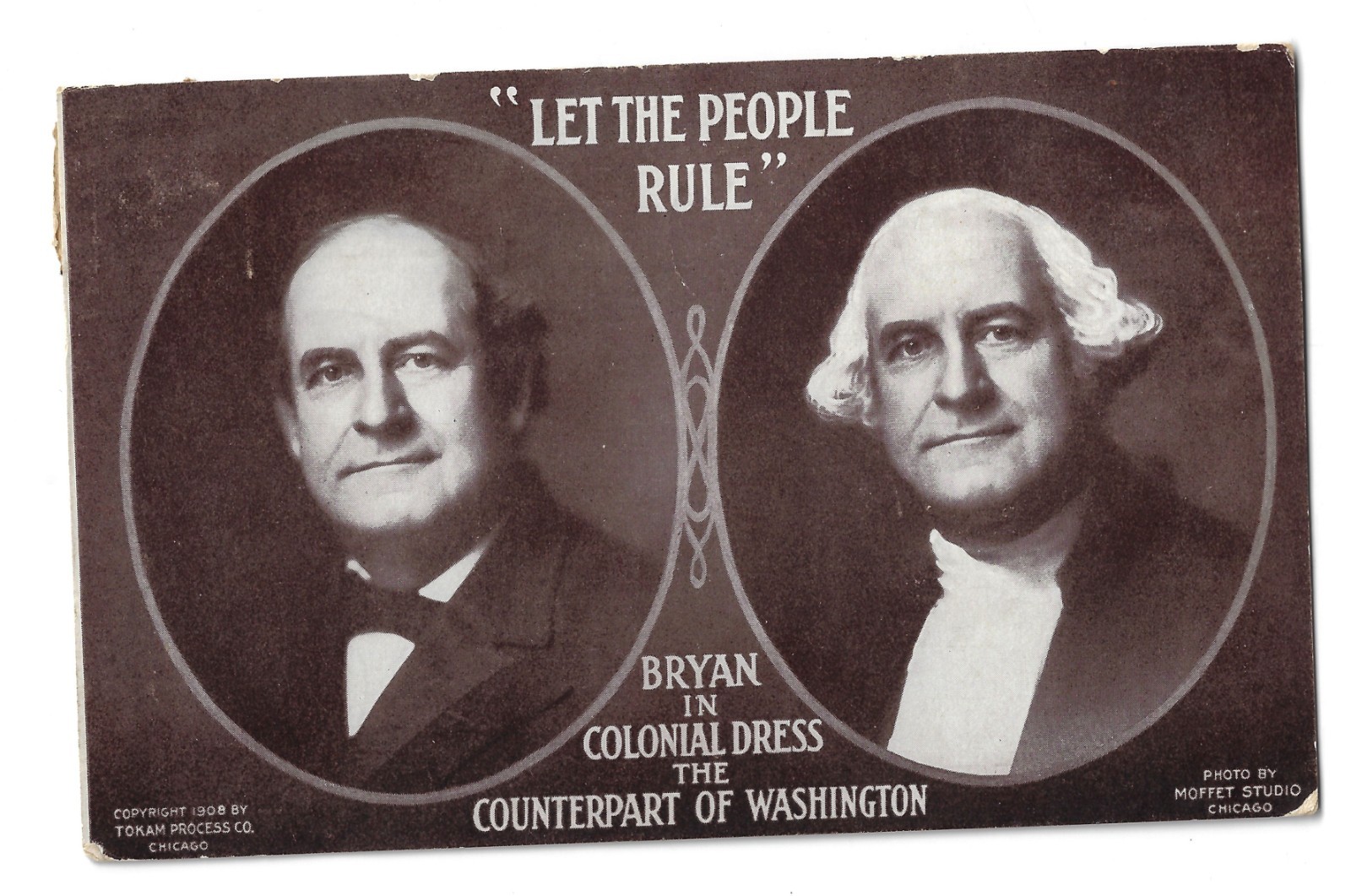 Rare 1908 Wm J Bryan as George Washington Presidential Campaign Postcard