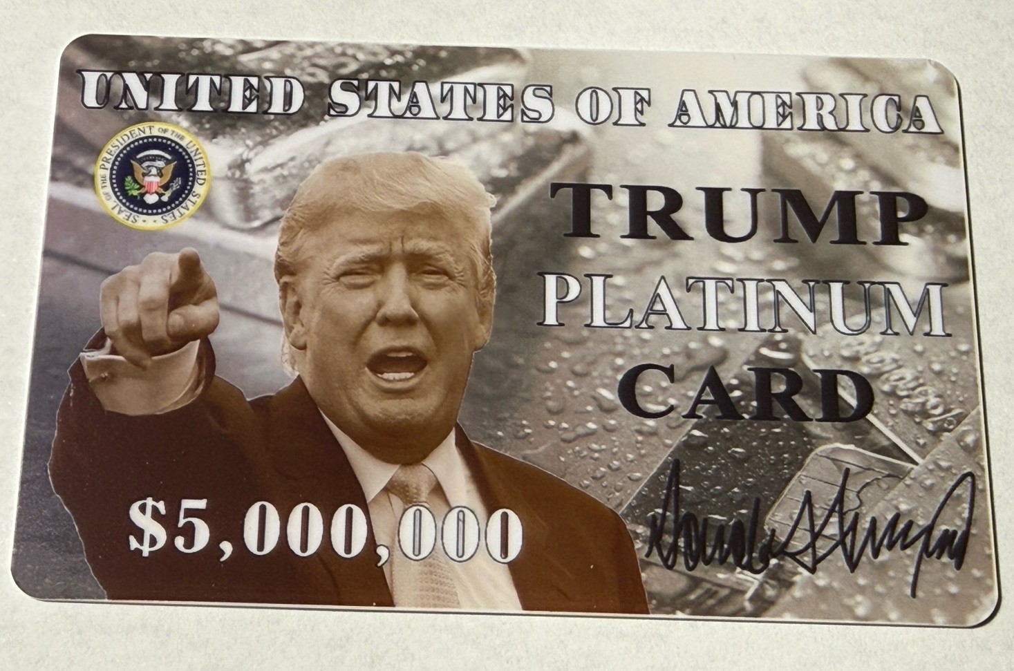 Donald Trump PLATINUM CARD ID Card Plastic US Citizen ICE MAGA Funny Gift Prank