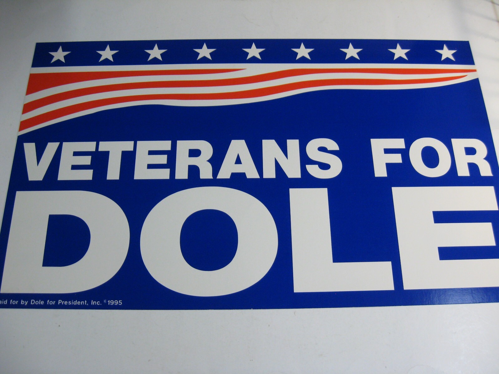 Bob Dole Presidential Campaign Poster 1995 2-Sided Dole for President