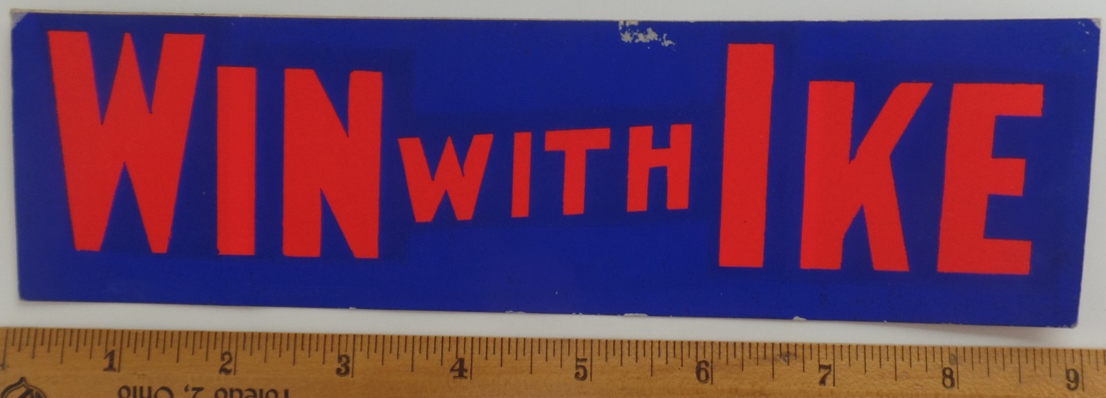 1952/56 Win With Ike Dwight Eisenhower Prez Campaign Bumper Sticker Painted?