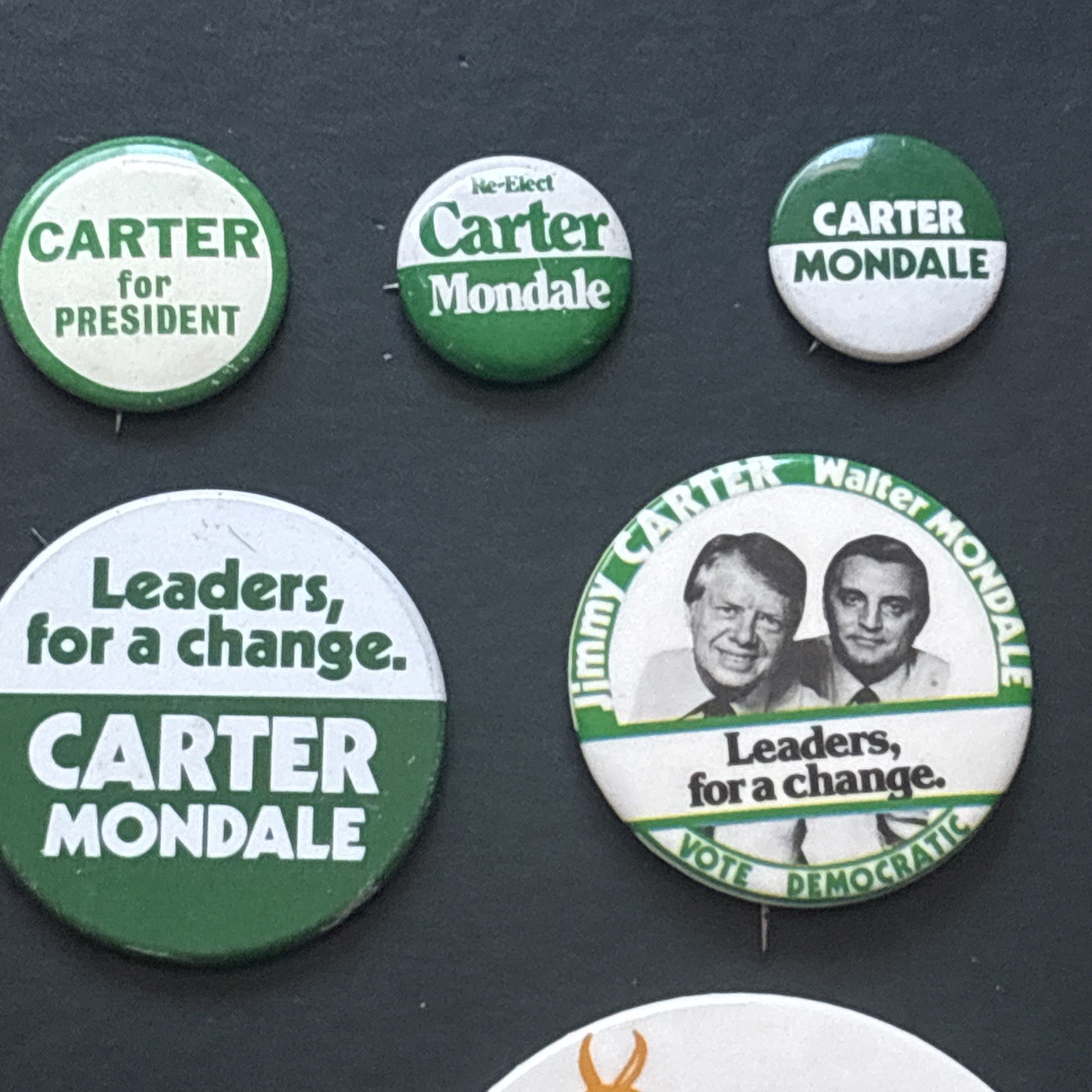 10 Different 1976 & 1980 Jimmy Carter Walter Mondale Buttons Pins Dealer Lot