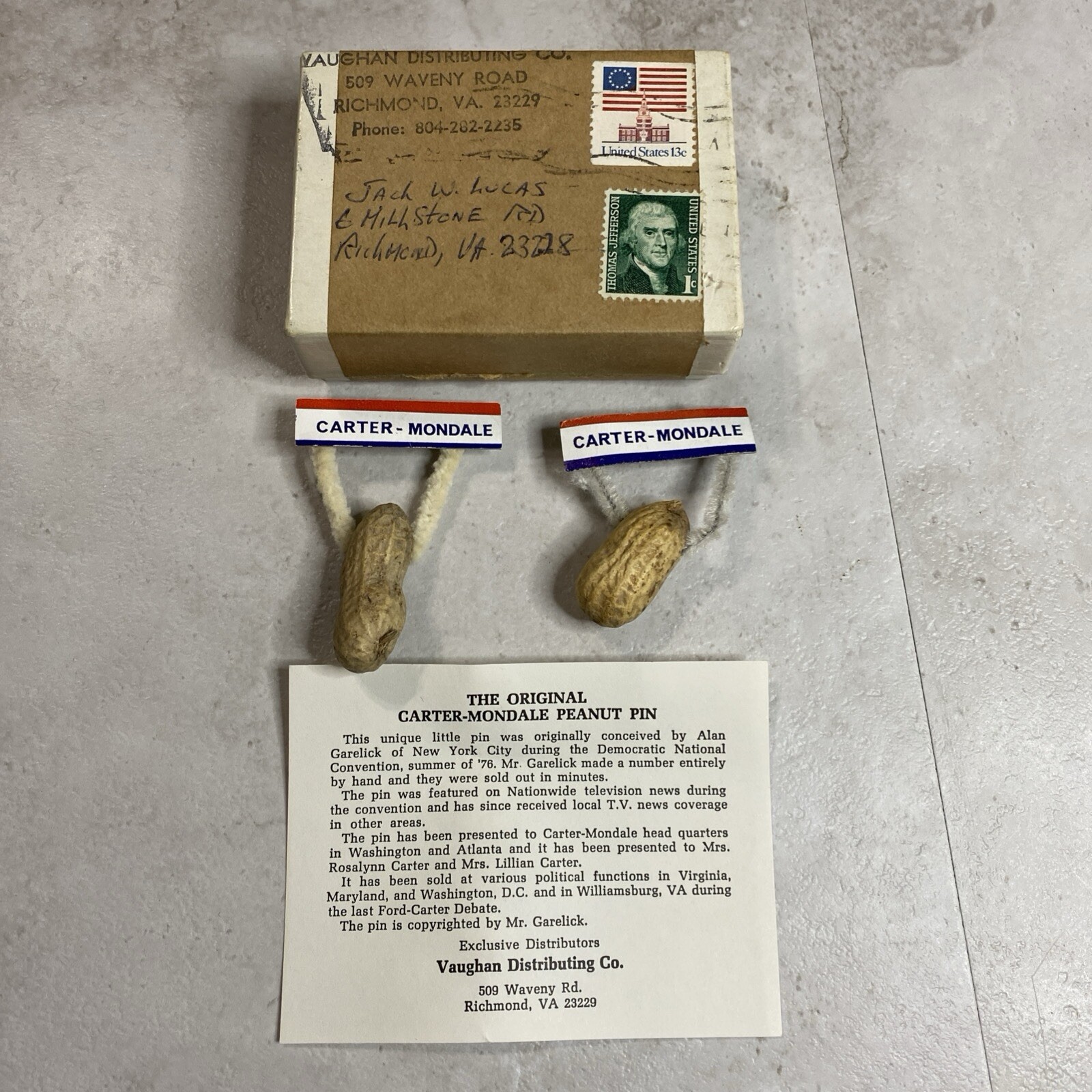 (2) Carter Mondale Peanut Pin Presidential Campaign Pin Button ‘76 Alan Garelick