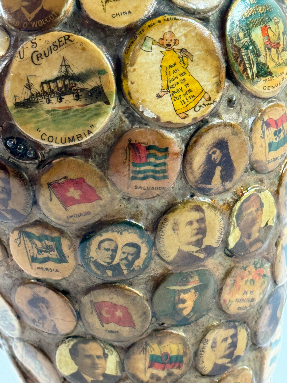 1890-1920 Folk Art Political Memory Jug presidential william jennings bryan