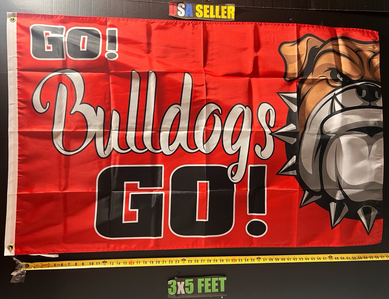 Bulldogs Mascot Flag FREE USA SHIP High School Football Sports Fan USA Sign 3×5′
