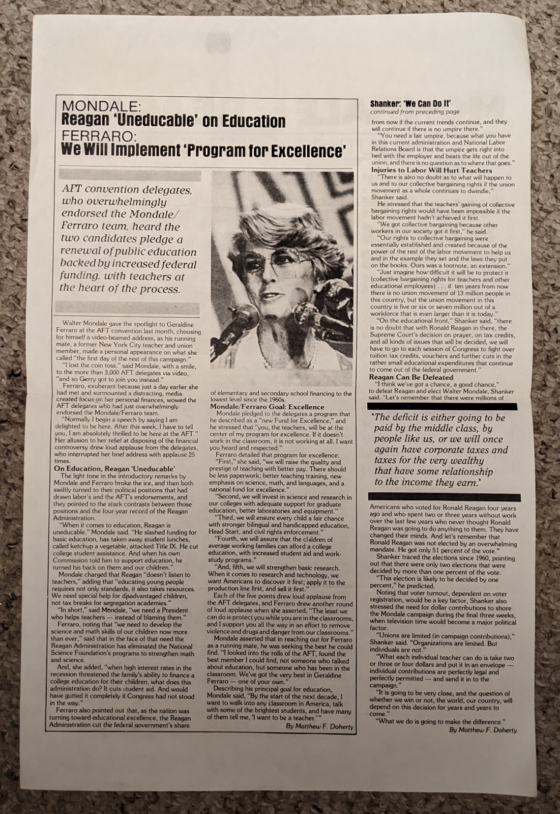 Walter Mondale vs. Ronald Reagan Campaign Literature, 1984 – RARE