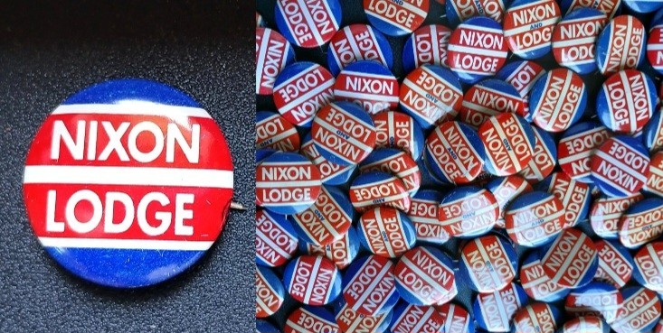 1960 Nixon Lodge Presidential Election Campaign Pinback Buttons, Bulk Lot of 127