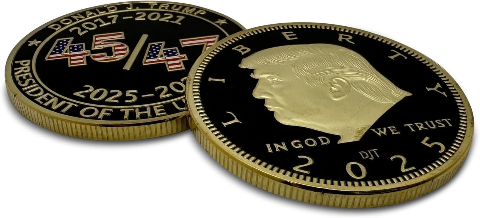 President Donald Trump 45 47 2025 24Kt Gold Challenge Coin, Trump Coin Collector