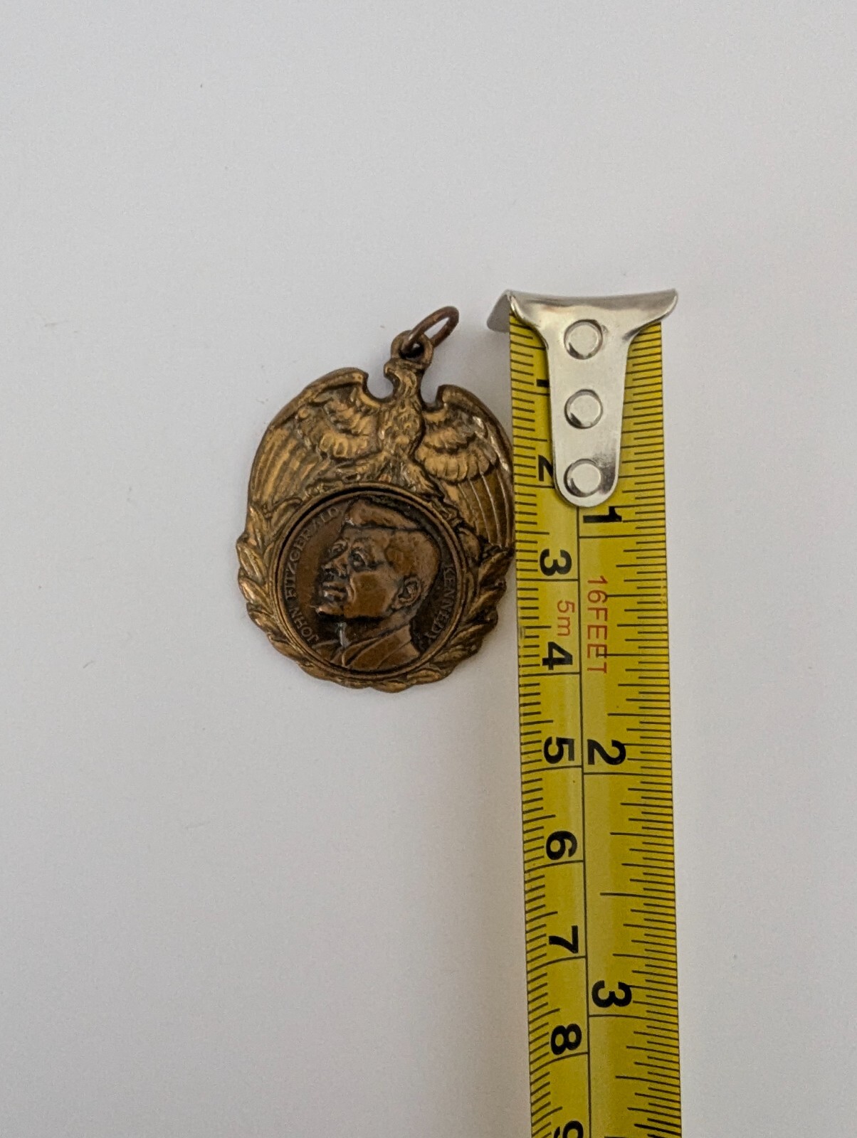 Rare Vintage JFK Kennedy Necklace Pendent With Eagle Open Wings CL MED