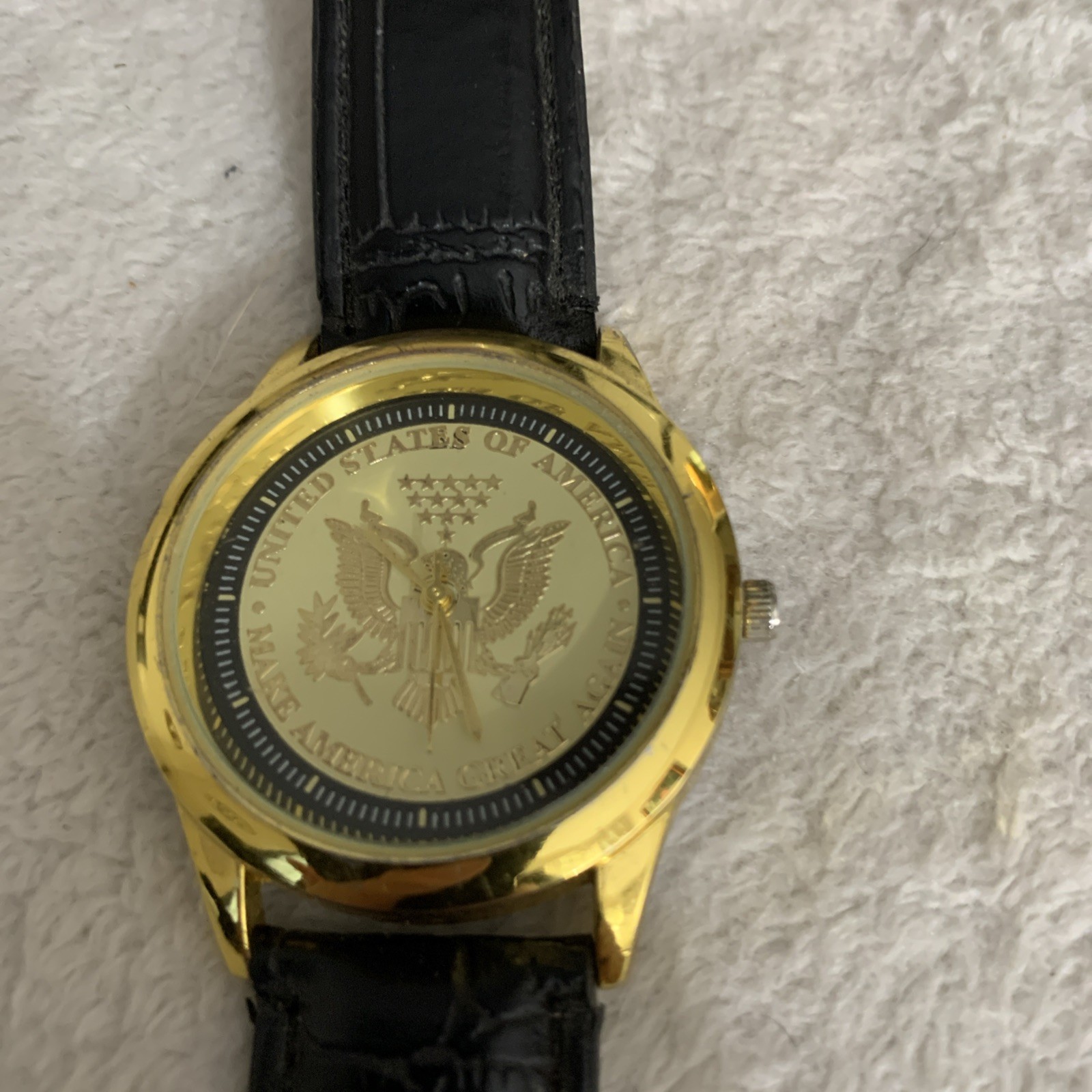 Donald J.Trump 45th President Commemorative Gold Tone Watch Eagle Seal MAGA