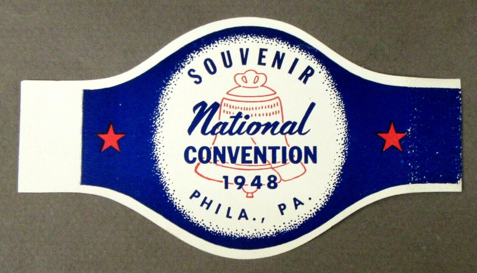 1948 NATIONAL CONVENTION Philadelphia STICKER Label Republican Democrat ^