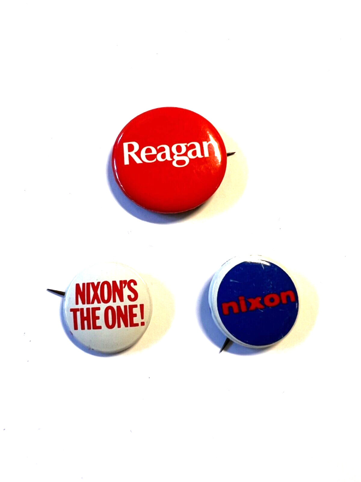 Original Presidential Campaign Pins; Reagan & Nixon; Quantity of 3