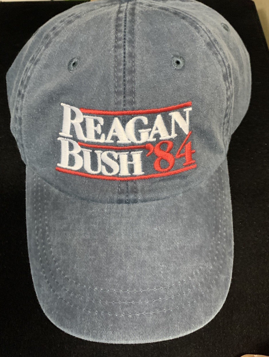Ronald Reagan George Bush 1984 Cap Hat by Adams Leather Strap NEW Never Worn